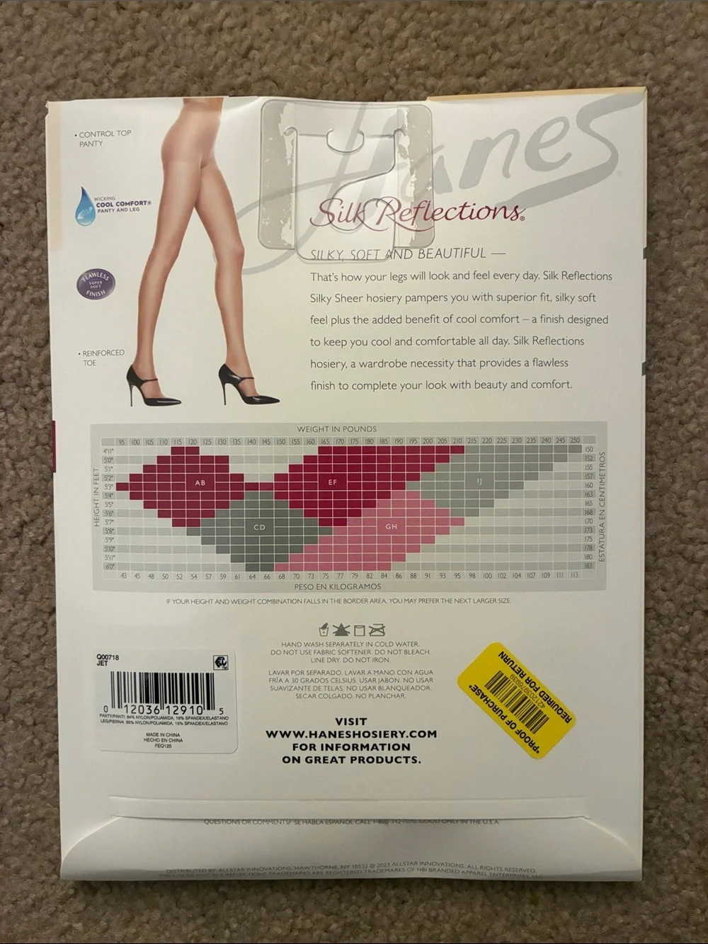 Hanes Silk Reflections Silky Sheer Pantyhose - Jet - Size AB